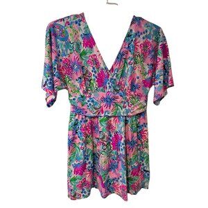 Lilly Pulitzer Parigi skort romper dress womens Large knit Paradise Petals